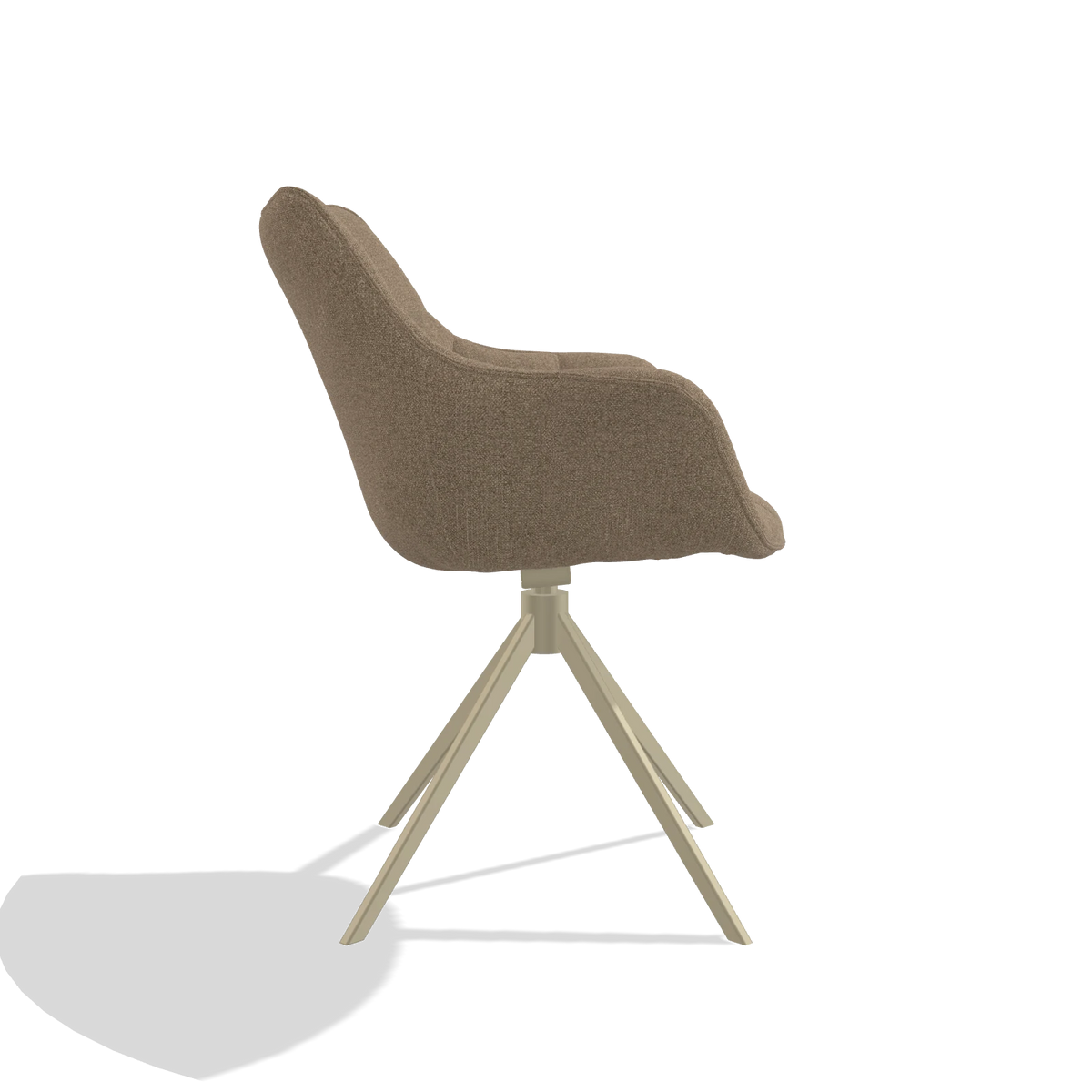 Dining Chair Alfie 6627 in Glory 13 fabric (taupe), champagne legs, side view