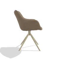 Dining Chair Alfie 6627 in Glory 13 fabric (taupe), champagne legs, side view