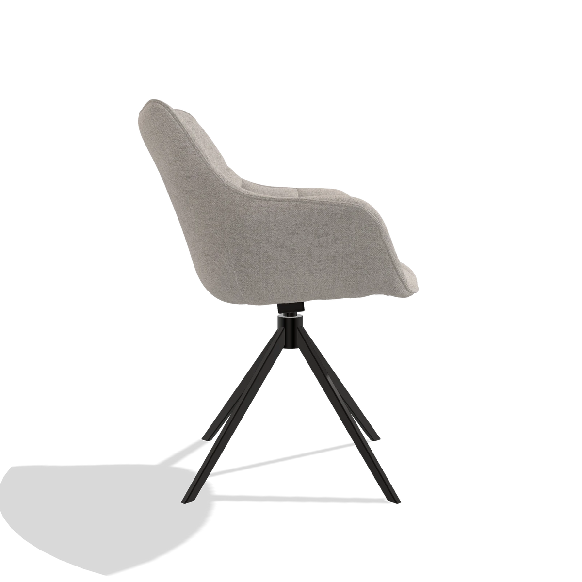 Dining Chair Alfie 6627 in Glory 196 fabric (dusty rose), black legs, side view