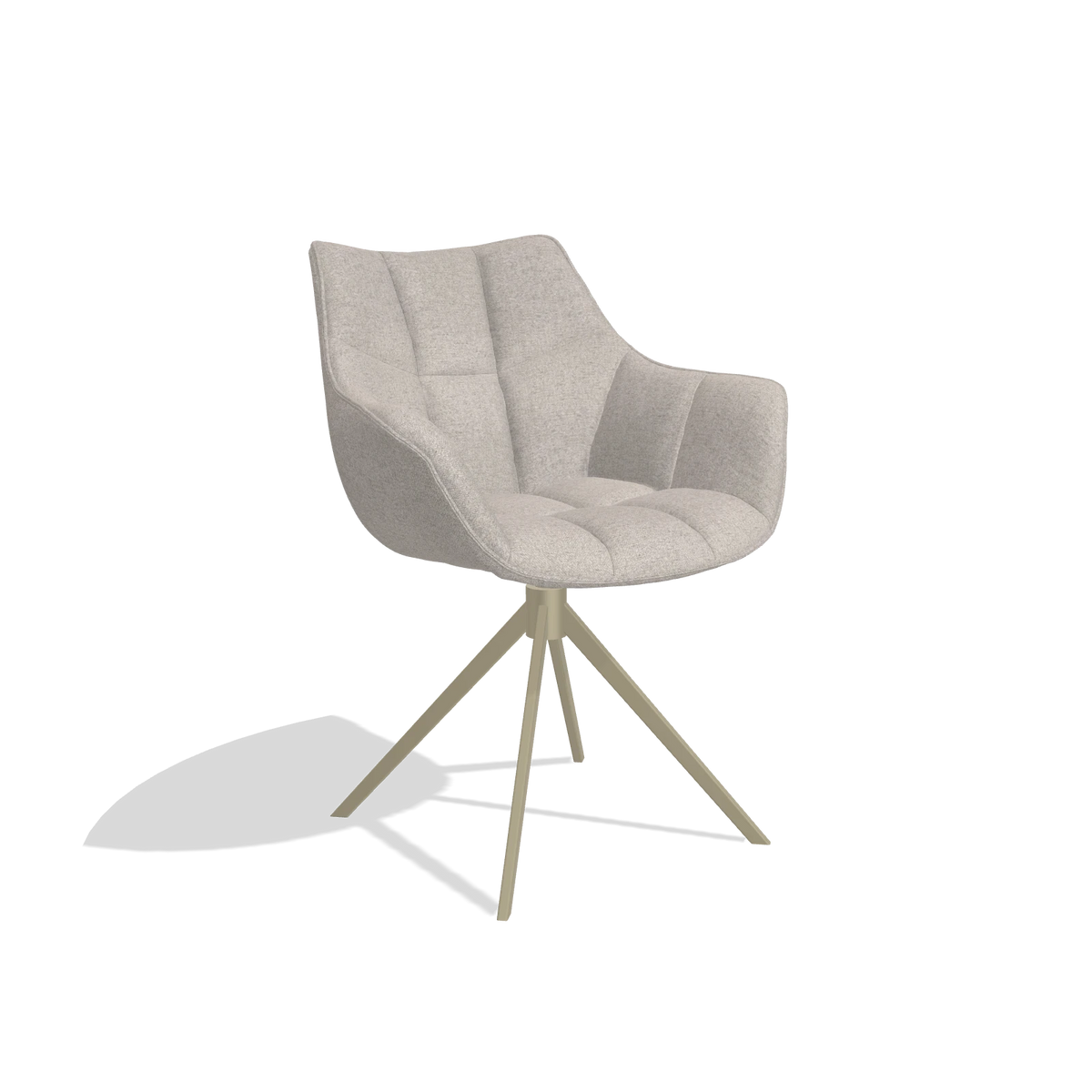 Dining Chair Alfie 6627 in Glory 196 fabric (dusty rose), champagne legs, angled view
