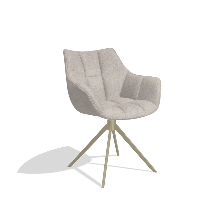 Dining Chair Alfie 6627 in Glory 196 fabric (dusty rose), champagne legs, angled view