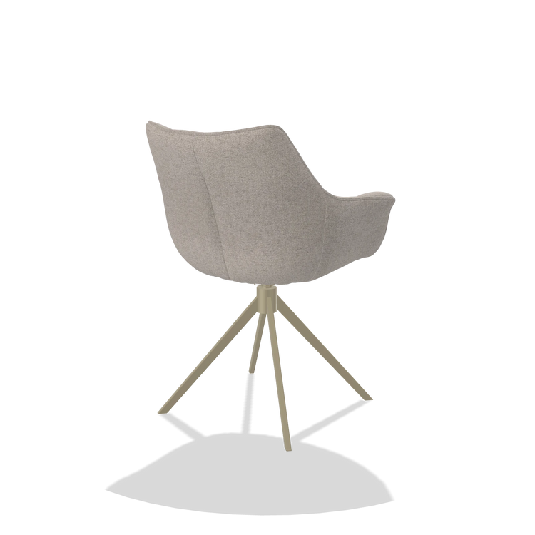 Dining Chair Alfie 6627 in Glory 196 fabric (dusty rose), champagne legs, back angled view