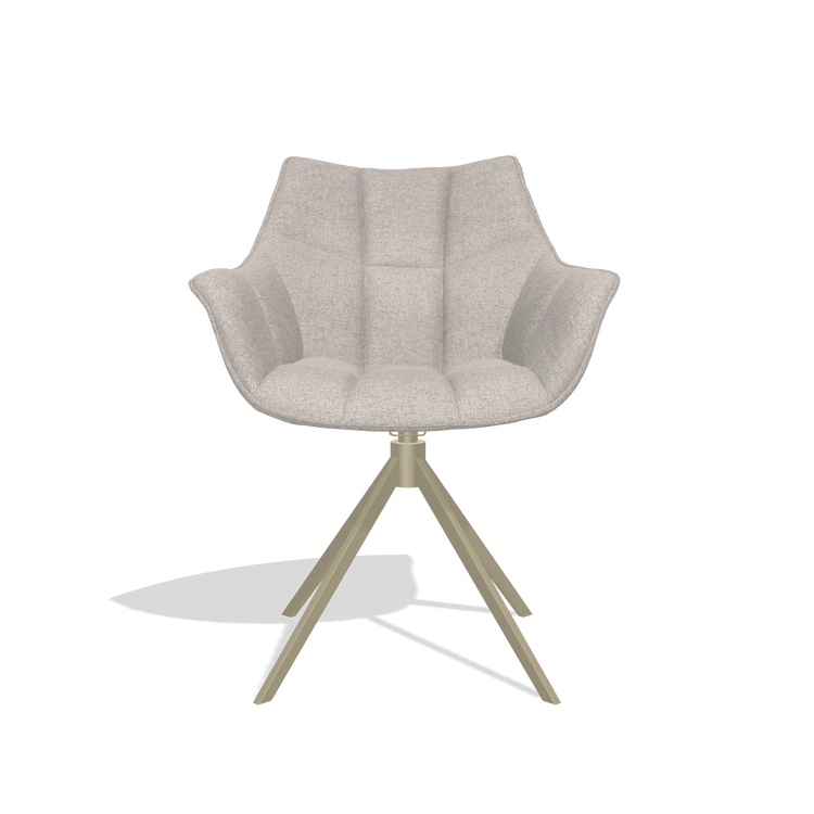 Dining Chair Alfie 6627 in Glory 196 fabric (dusty rose), champagne legs, front view