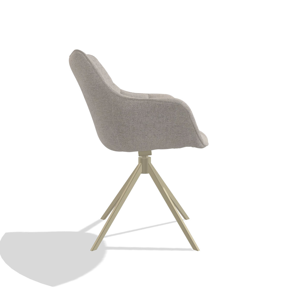 Dining Chair Alfie 6627 in Glory 196 fabric (dusty rose), champagne legs, side view
