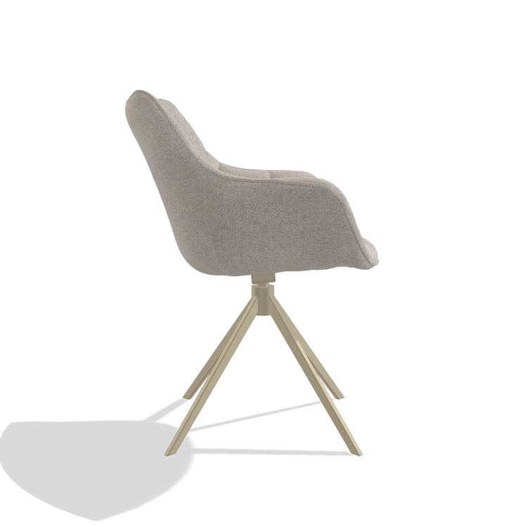 Dining Chair Alfie 6627 in Glory 196 fabric (dusty rose), champagne legs, side view