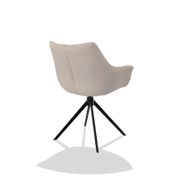 Dining Chair Alfie 6627 in Guard 01 fabric (light grey), black legs, back angled view