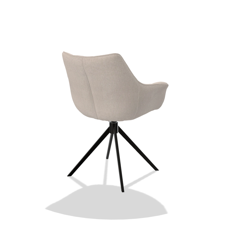 Dining Chair Alfie 6627 in Guard 01 fabric (light grey), black legs, back angled view