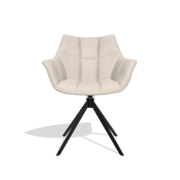Dining Chair Alfie 6627 in Guard 01 fabric (light grey), black legs, front view