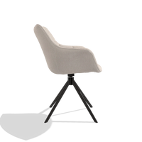 Dining Chair Alfie 6627 in Guard 01 fabric (light grey), black legs, side view