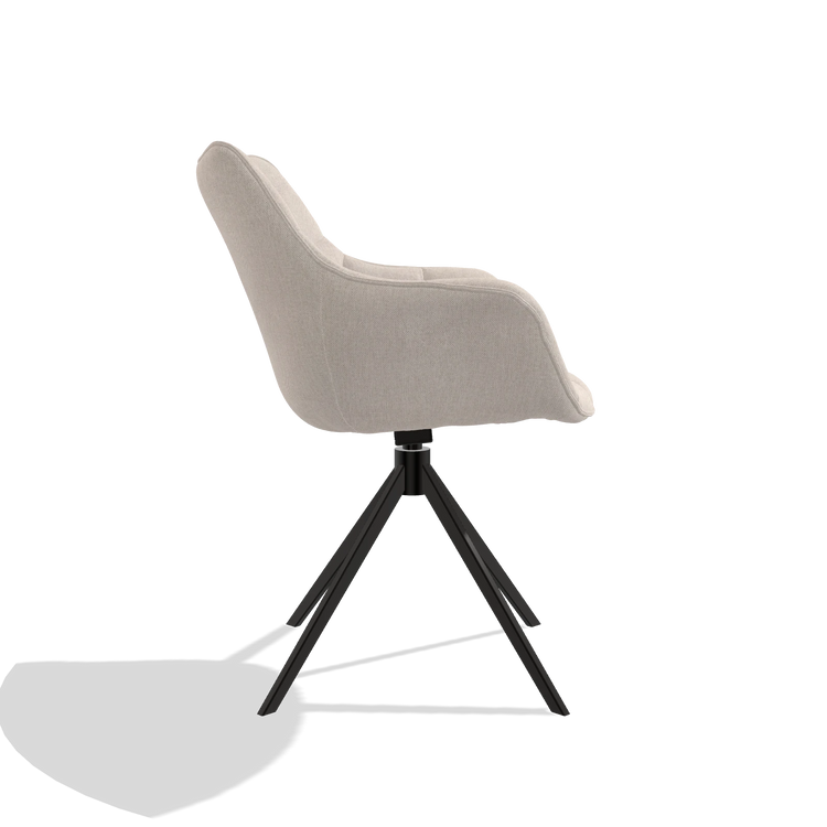 Dining Chair Alfie 6627 in Guard 01 fabric (light grey), black legs, side view