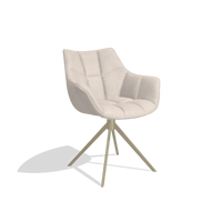 Dining Chair Alfie 6627 in Guard 01 fabric (light grey), champagne legs, angled view