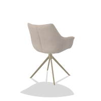 Dining Chair Alfie 6627 in Guard 01 fabric (light grey), champagne legs, back angled view