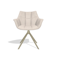Dining Chair Alfie 6627 in Guard 01 fabric (light grey), champagne legs, front view