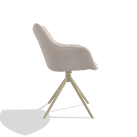 Dining Chair Alfie 6627 in Guard 01 fabric (light grey), champagne legs, side view
