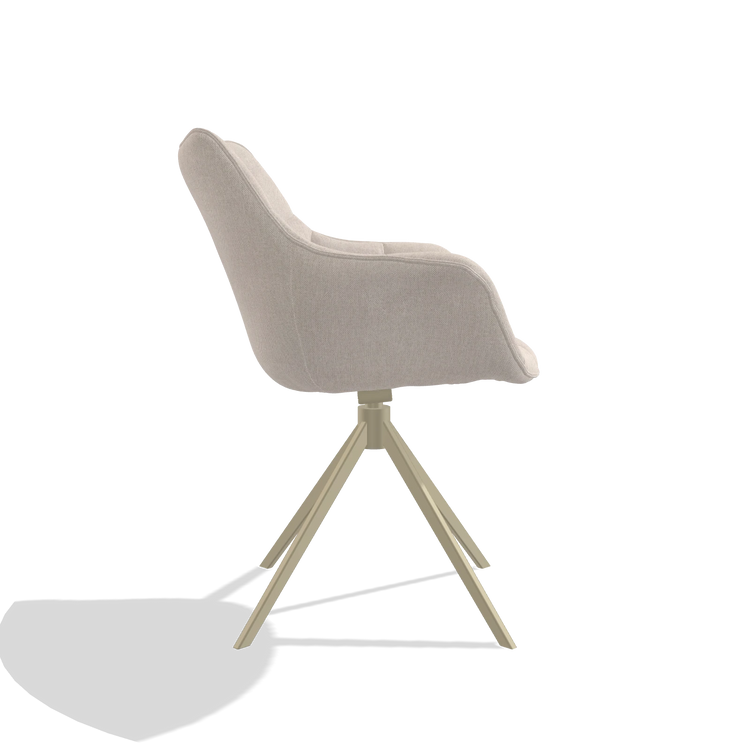 Dining Chair Alfie 6627 in Guard 01 fabric (light grey), champagne legs, side view