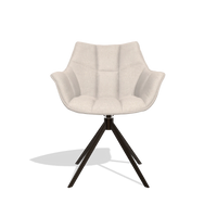 Dining Chair Alfie 6627 in Guard 01 fabric (light grey), espresso legs, front view