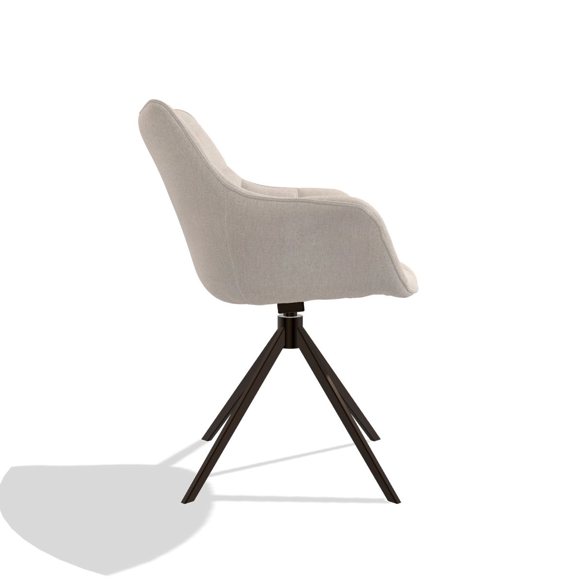 Dining Chair Alfie 6627 in Guard 01 fabric (light grey), espresso legs, side view