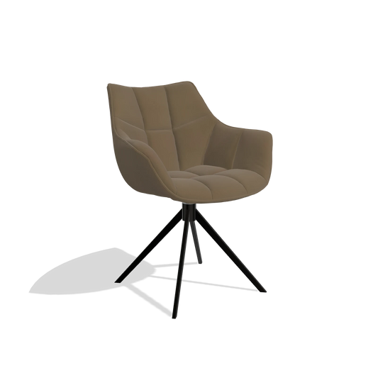 Esszimmerstuhl Alfie 6627 in Leder A802 (Oliv), Beine in Schwarz, Schrägansicht