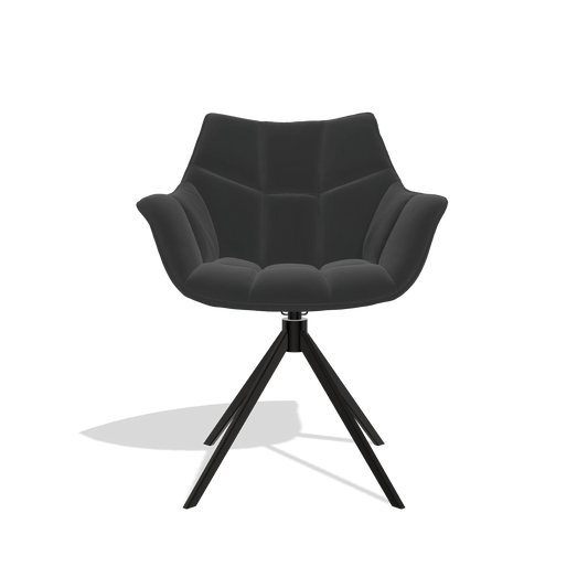 Esszimmerstuhl Alfie 6627 in Leder A804 (Schwarz), Beine in Schwarz, Vorderansicht