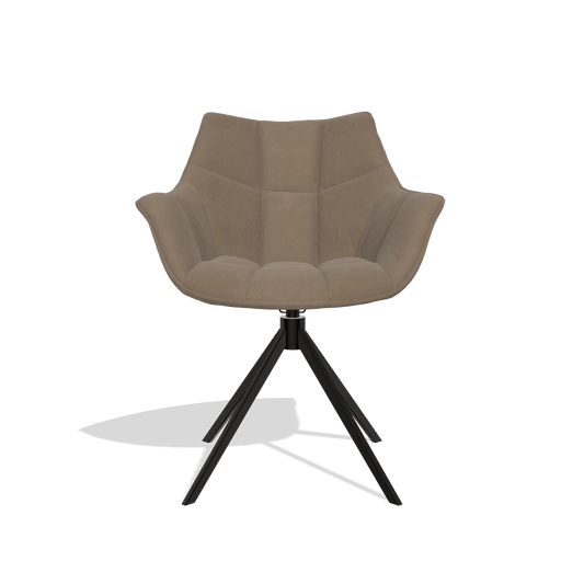 Esszimmerstuhl Alfie 6627 in Leder B402 (Taupe), Beine in Schwarz, Vorderansicht