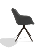 Sedia da pranzo Alfie 6627 in Pelle B502 (grigio scuro), gambe in espresso, vista laterale