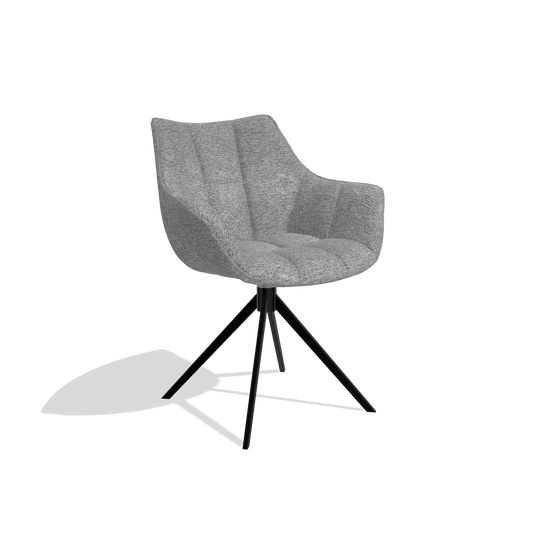 Dining Chair Alfie 6627 in Mito 97 fabric (taupe), black legs, angled view