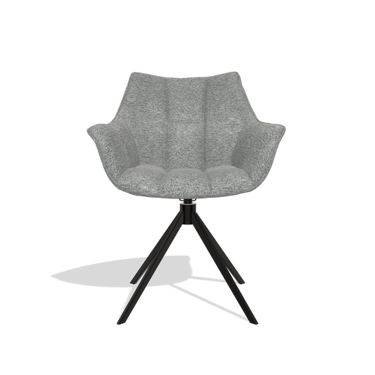 Dining Chair Alfie 6627 in Mito 97 fabric (taupe), black legs, front view