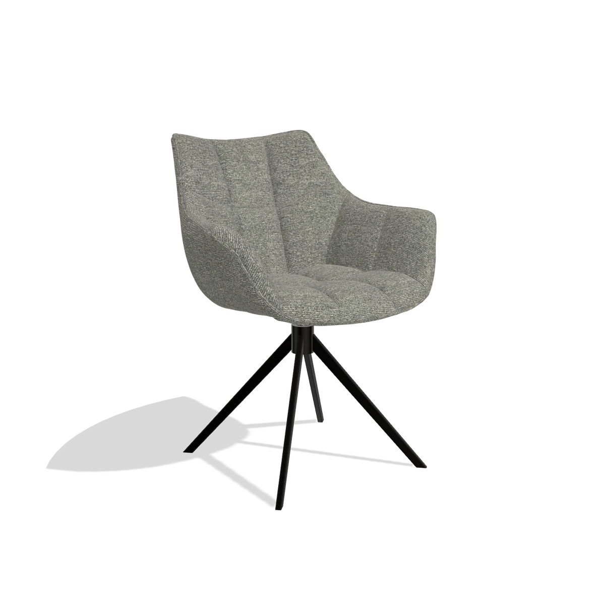 Dining Chair Alfie 6627 in Sneak 149 fabric (taupe), black legs, angled view