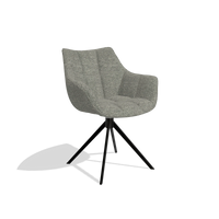 Dining Chair Alfie 6627 in Sneak 149 fabric (taupe), black legs, angled view
