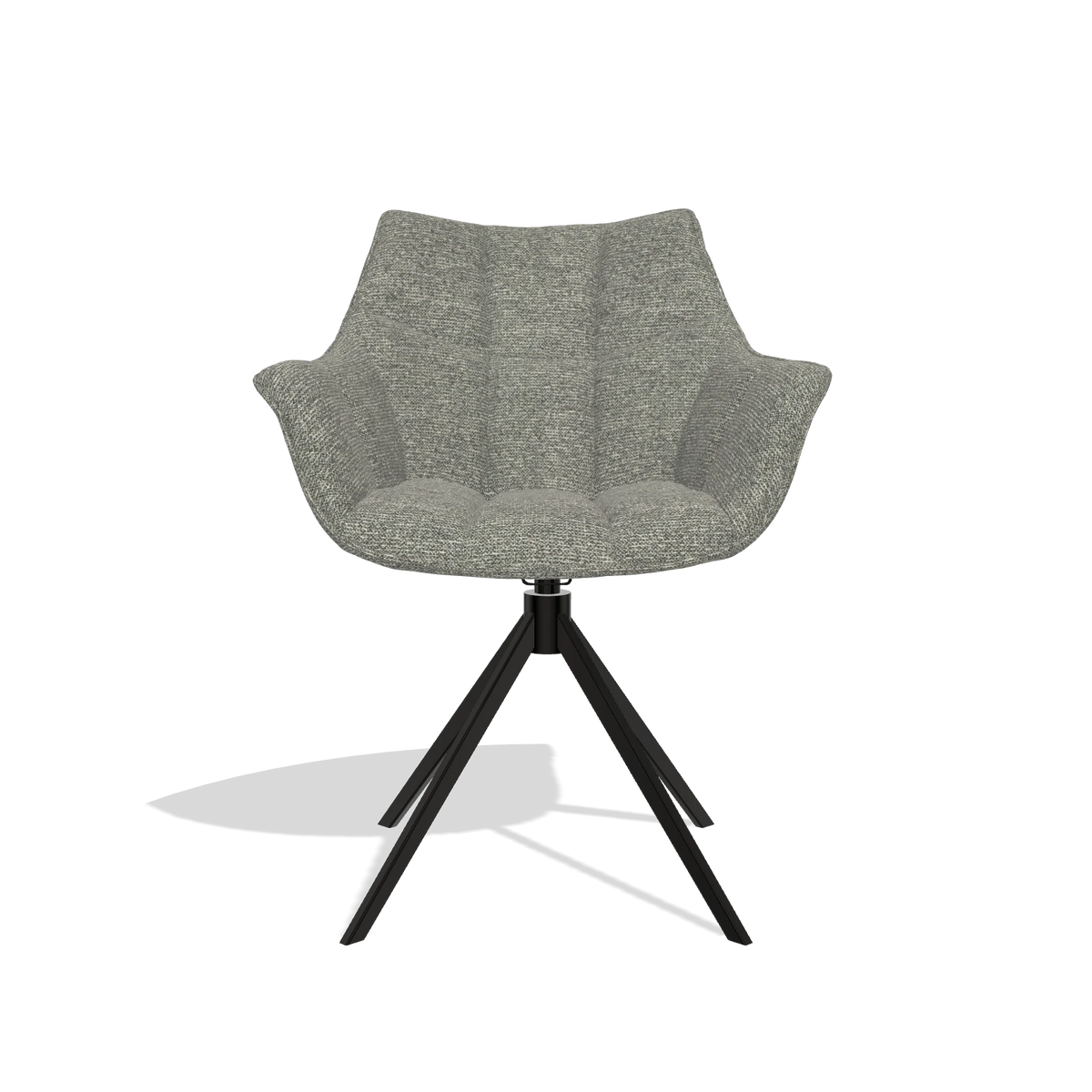 Dining Chair Alfie 6627 in Sneak 149 fabric (taupe), black legs, front view