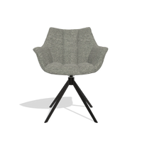 Dining Chair Alfie 6627 in Sneak 149 fabric (taupe), black legs, front view