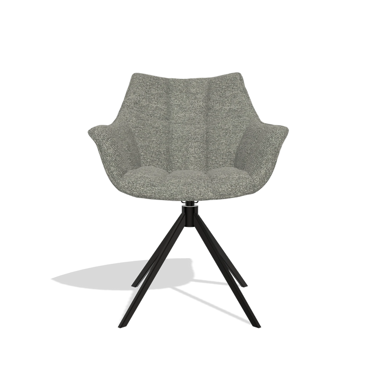 Dining Chair Alfie 6627 in Sneak 149 fabric (taupe), black legs, front view
