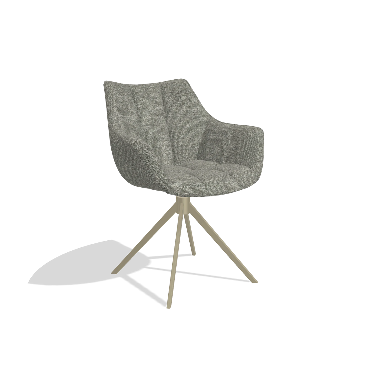 Dining Chair Alfie 6627 in Sneak 149 fabric (taupe), champagne legs, angled view