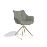 Dining Chair Alfie 6627 in Sneak 149 fabric (taupe), champagne legs, angled view