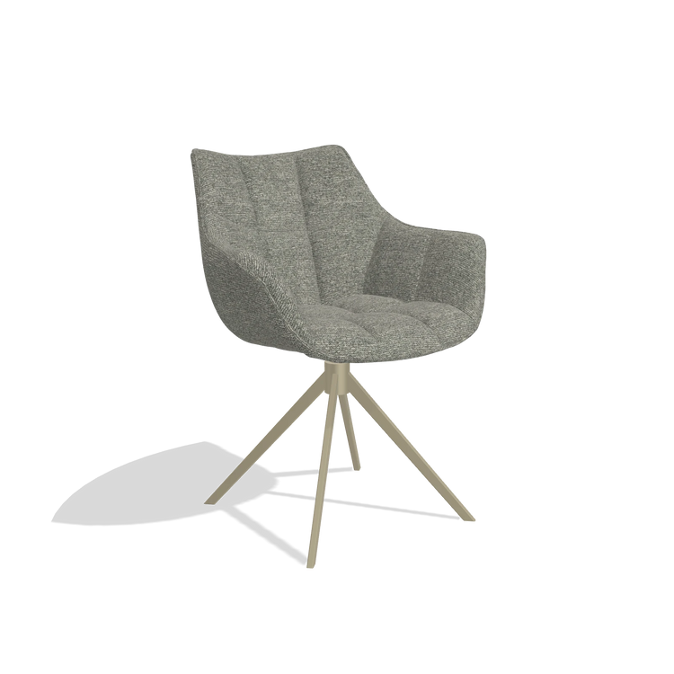 Dining Chair Alfie 6627 in Sneak 149 fabric (taupe), champagne legs, angled view