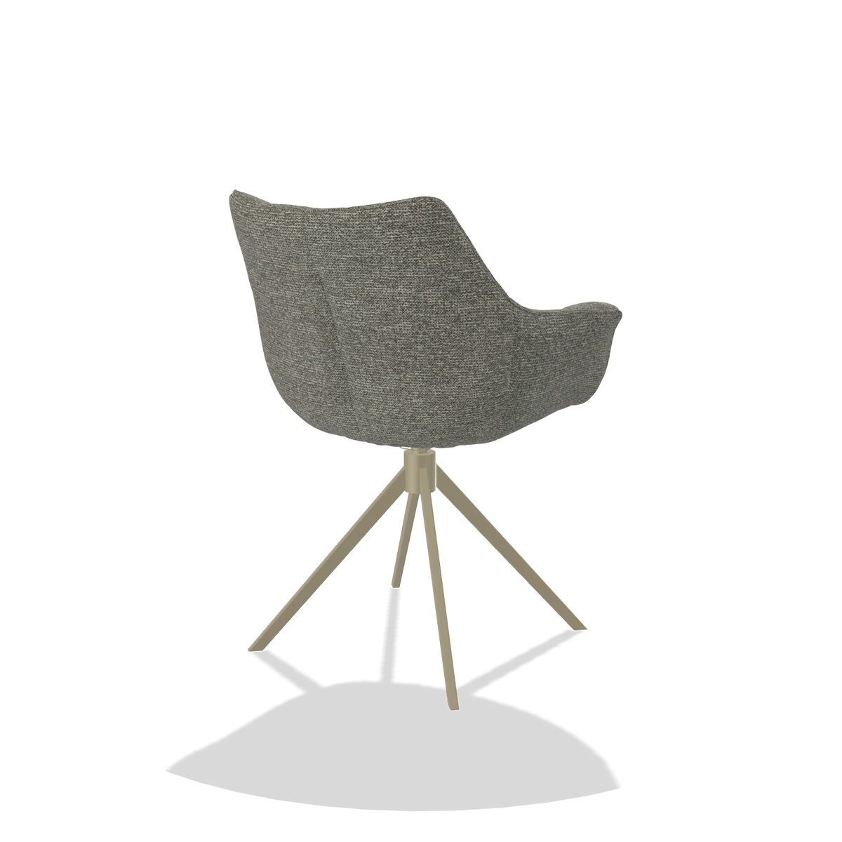 Dining Chair Alfie 6627 in Sneak 149 fabric (taupe), champagne legs, back angled view