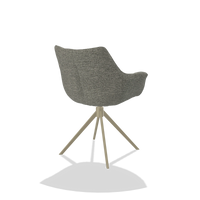 Dining Chair Alfie 6627 in Sneak 149 fabric (taupe), champagne legs, back angled view