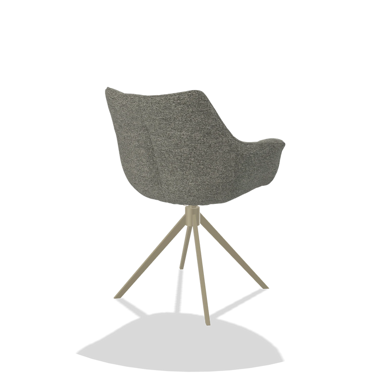 Dining Chair Alfie 6627 in Sneak 149 fabric (taupe), champagne legs, back angled view