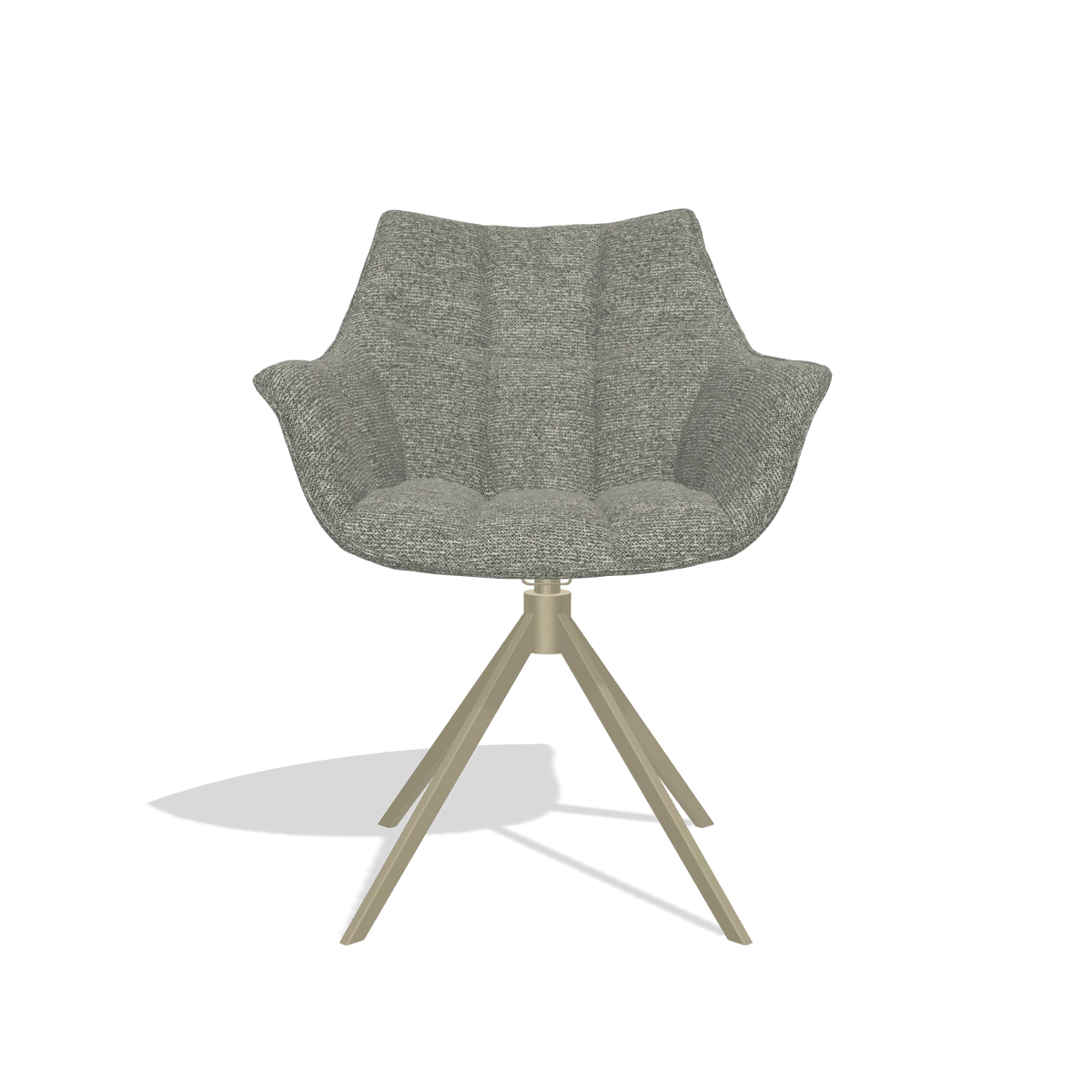 Dining Chair Alfie 6627 in Sneak 149 fabric (taupe), champagne legs, front view