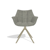 Dining Chair Alfie 6627 in Sneak 149 fabric (taupe), champagne legs, front view