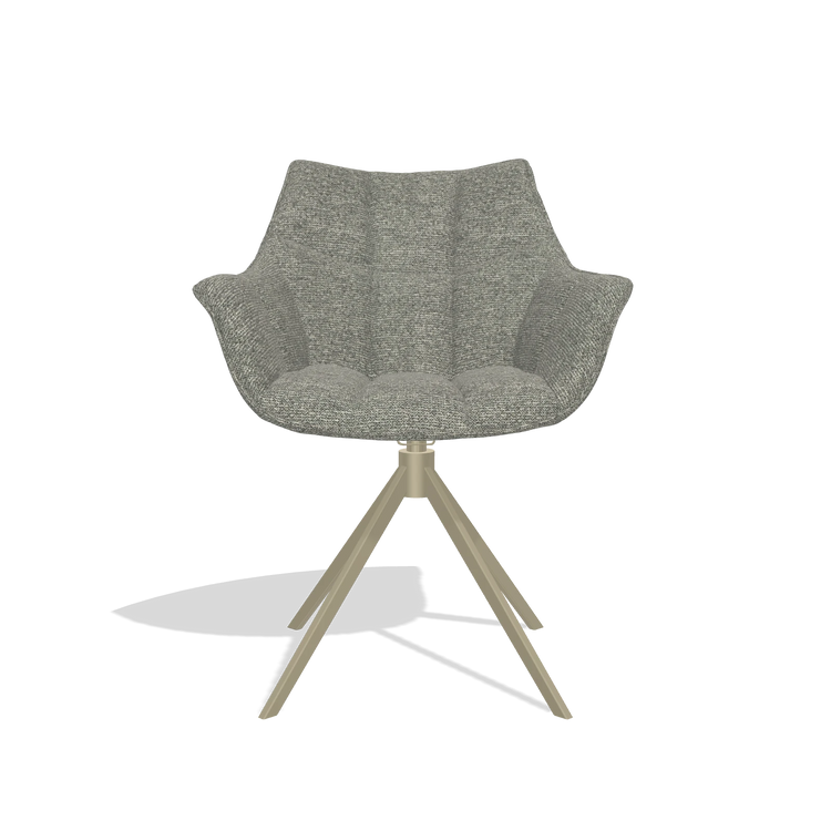 Dining Chair Alfie 6627 in Sneak 149 fabric (taupe), champagne legs, front view