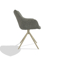 Dining Chair Alfie 6627 in Sneak 149 fabric (taupe), champagne legs, side view