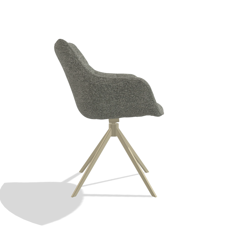 Dining Chair Alfie 6627 in Sneak 149 fabric (taupe), champagne legs, side view
