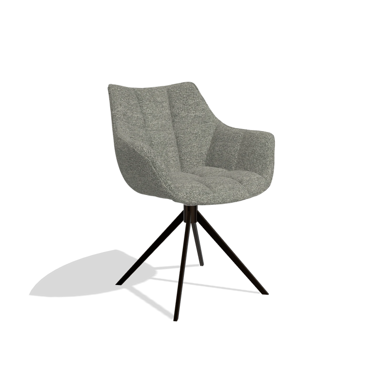 Dining Chair Alfie 6627 in Sneak 149 fabric (taupe), espresso legs, angled view