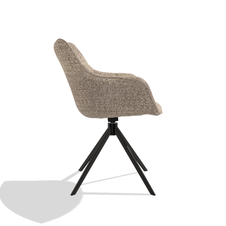 Chaise de salle à manger Alfie 6627 en tissu Venga 10 (grège), pieds en noir, vue de profil