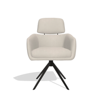 Chaise de salle à manger Anita 6707 en tissu Boogie 02 (gris clair), pied pivotant en noir, vue de face