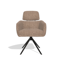 Dining Chair Anita 6707 in Cayenne 28 fabric (taupe), black swivel base, front view