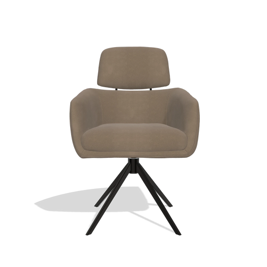 Esszimmerstuhl Anita 6707 in Leder B402 (Taupe), Drehfuß in Schwarz, Vorderansicht