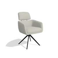 Silla de comedor Anita 6707 en Piel B506 (gris claro), base giratoria en negro, vista en ángulo