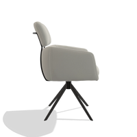 Silla de comedor Anita 6707 en Piel B506 (gris claro), base giratoria en negro, vista lateral